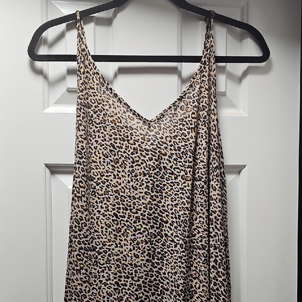 Leopard Print Maxi Slip Dress in Beige and Black